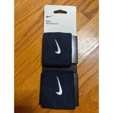 Nike Wristbands 2 Pack Navy White Swoosh Terry Cloth Athletic Gym