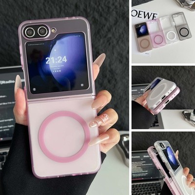 For Samsung Galaxy Z Flip 7 6 5 4 3 Mag Safe Frosted Translucent Shockproof Case