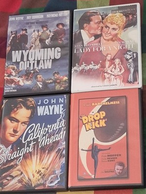 California Straight Ahead, Lady For A Night, Drop Kick 4 DVD Lot John Wayne