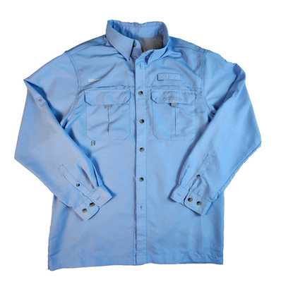 Habit Shirt Mens Medium Blue Powder 360 Venting Convertible Long Sleeve Fishing