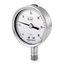 Ashcroft 251009Sw02lxll30 Industrial Pressure Gauge, 0 To 30 Psi, 2 1/2 In