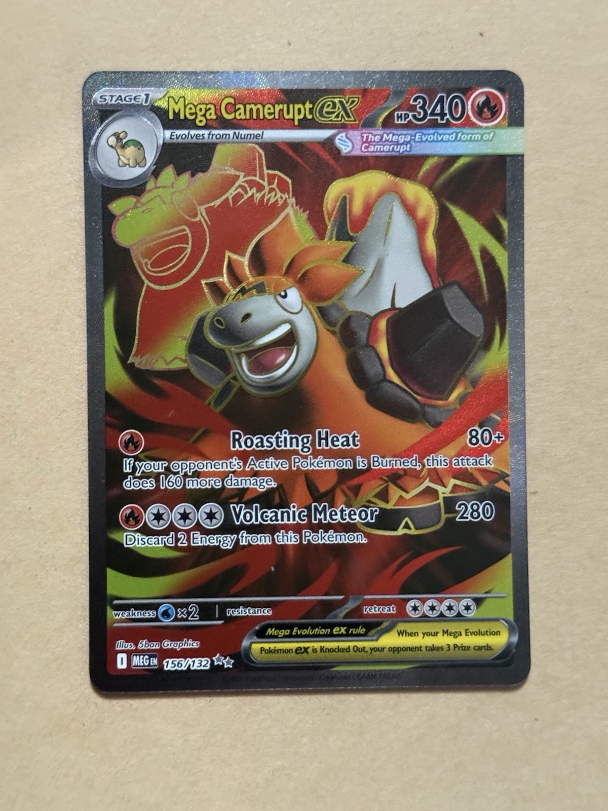 Pokémon TCG Mega Evolution Mega Camerupt EX Full Art Ultra Rare Card 156/132 NM