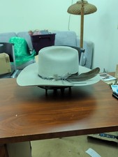Mustang By Bailey Hat With Feather Band Size 6 7/8 Made in USA Cowboy Hat