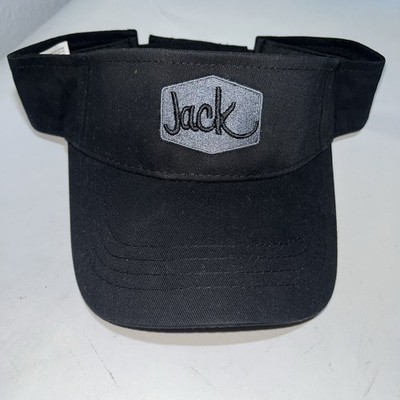  Jack InThe Box Strapback Sun Visor Hat Black OSFA Adjustable Embroidered Solid
