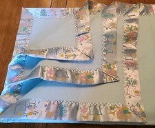 Rare  Vintage FAIRYTALE Acrylic Satin Trim Baby Crib Blanket Blue  35"x46