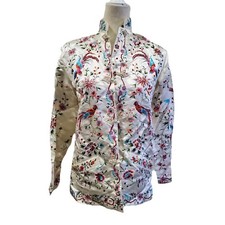 Vintage 1960s Plum Blossoms Chinese Silk Embroidered Bird Jacket 36