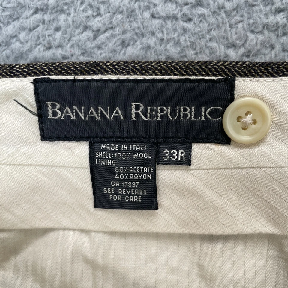 Винтажные мужские брюки Banana Republic 33R коричневое платье шерсть елочка с манжетами подол - Изображение 3 из 4