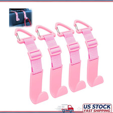 4 Pack Anti-Drop Headrest Hooks, Adjustable Car Seat Organizer, UniveColor: Pink