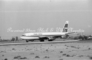 TWA Boeing 707 131B N798TW c1980 B&W Negative Aviation Aircraft