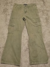 Aeropostale Utility Cargo Pants Women's 8 Army Green Flare Grunge Street Wear
