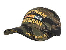 MILITARY VIETNAM VET EMBROIDERED LOW PROFILE HAT CAP IN TIGER STRIPE CAMO