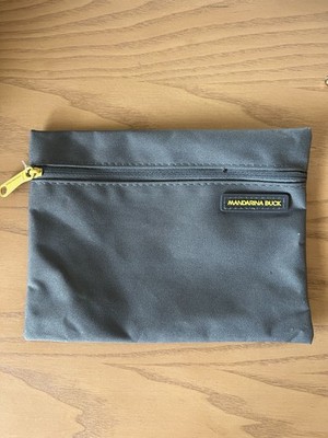 Mandarina Duck Women's Gray Clutch Zip Pouch Yellow Hardware Logo Accents