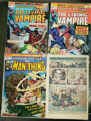 Adventure Into Fear #19, 22, 24, 25 1974 Morbius Man-thing Howard duck Blade lot