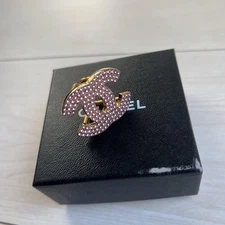 Chanel Scarf Ring Silver Logo Jewelry /Used