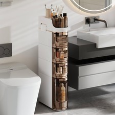 4Tier Slim Bathroom Storage Cabinet with Wheels, Skinny Bathroom Storage Cabi...