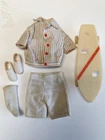 Vintage Ricky Doll 1505 Skateboard Set -Shirt Shorts Shoes -Board Mattel -1 Sock