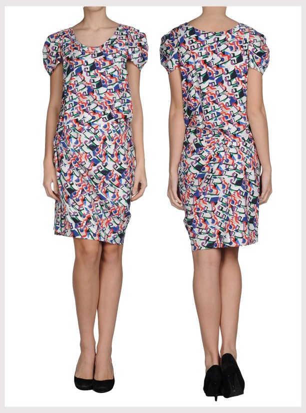 BALENCIAGA DRESS PRINT SATIN PLEAT SLEEVE DROP WAIST $1,975 sz FR 38 / US 6 thumbnail 2