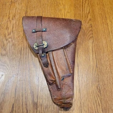 WWII Military Swedish Brown Leather Holster, 3 Crown, Husqvarna Lahti M40 ?
