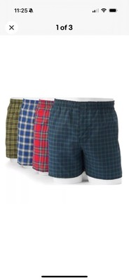 Hanes Men's Boxer Short 4-Pack Wicking Cotton Polyester Blue Green Red Plaid SzS