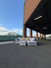 Grey DFS Angelic L Shape Corner Sofa w Matching Ottoman FS DELIVERY AVAILABLE
