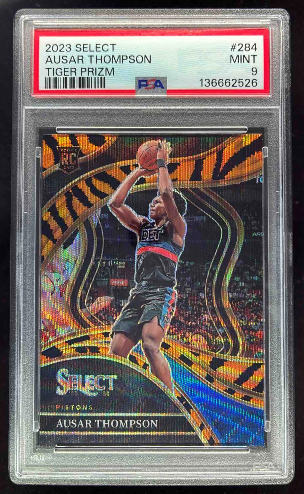 2023-24 Panini Select Tiger Prizms #284 Ausar Thompson RC Courtside PSA 9