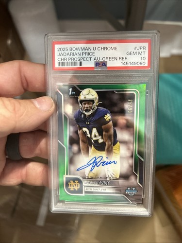 2025 Bowman Chrome Jadarian Price Green Rookie Auto 75/99 PSA 10