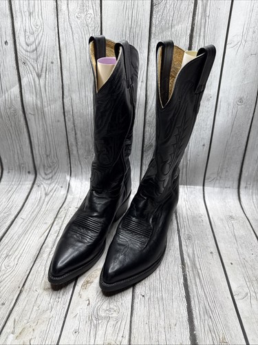 Stivali da cowboy vintage Tony Lama El Paso etichetta nera western pelle di vitello 2995 (7) - Foto 2 di 20