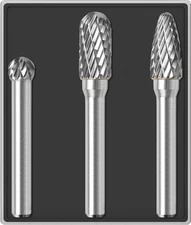 3Pcs Carbide Burr Set 1/4 Shank W/Clear Box Head Dia 8Mm Die Grinder Bits Rotary