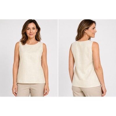 Talbots Womens Cream Silk Linen Blend Sleeveless Shell Blouse Top Size 14 NWT