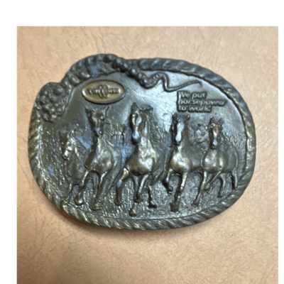 #ad Twin Disc Western American Horse Belt Buckle quot;We Put Horse Power to Workquot; $14.57