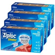 Power Shield Quart Freezer Slider Bags - 34 Count Pack for Food Freshness