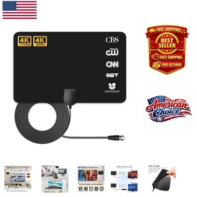 Digital TV Antenna - 4K/1080p, 66 Channels, 60 Miles for Clear Reception