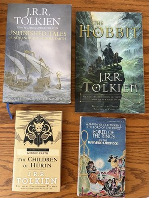 JRR Tolkien Bundle Unfinished Tales Children of Hurin Hobbit Illustrated Bored
