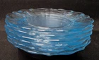 Fostoria Baroque Azure Blue 6” Bread Butter Plates Set of 6 Vin Depression Glass