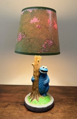 Vintage 1970's Muppets Inc Sesame Street Cookie Monster Holding Tree Table Lamp