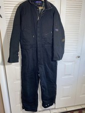 Sz l Walls Zero Zone Insulated Coveralls Denim Made in USA Black Workwear