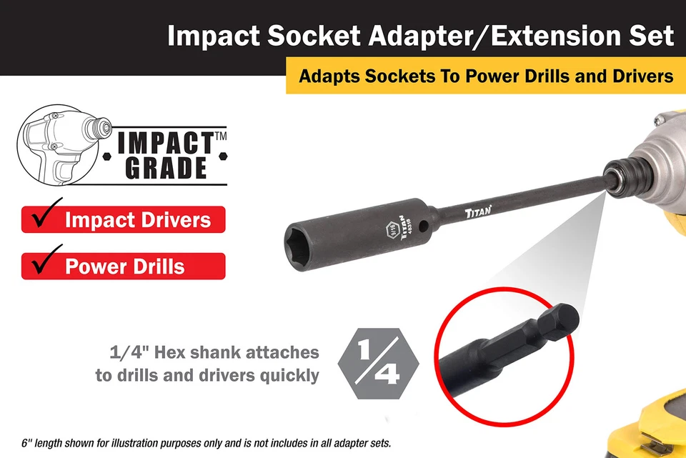 12087 Juego de adaptador y extensión de enchufe de impacto de 6 piezas Foto 3 de 4