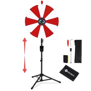WinSpin 24" Floor Stand Modular Prize Wheel w/ 12 PCS Backup Panels Red White