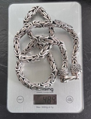 Schwere 925 Silber Löwenkopf   Byzantinische Königskette 32'' großes 10 mm Glied