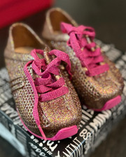 Mini Melissa Love System Girls Toddler Jelly Sneaker Pink gold glitter size 7