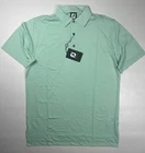 Men's Green Striped Footjoy Lisle Feeder Self Collar Polo Shirt Medium NWT