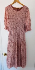 April Cornell Modern Prairie Dress Sz XL Pink Floral 100% Cotton Lined, Pockets