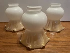 Vintage Iridescent Smoke Milk Glass Ruffled Hurricane Lamp Shades Set of 3 - NOS