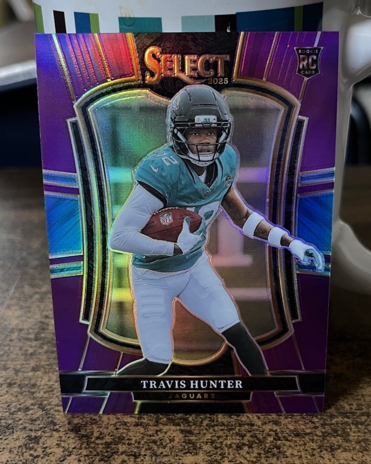 2025 Panini Select Premier Level Purple Prizm Travis Hunter Jaguars #128 /75 RC