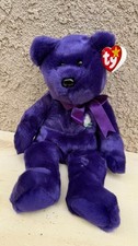 RARE TY Beanie Buddy 14" LARGE PLUSH Purple Princess Diana Bear STUFFED ANIMAL