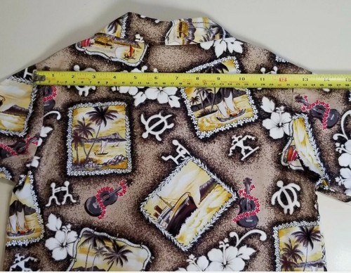 Top Fashion Brown Hawaiian Island Ukulele Beach Scene Kids Youth Shirt Sz 5/6 - Picture 8 of 9