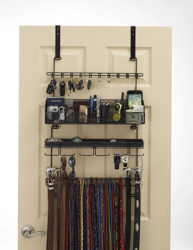 Longstem Men's Tie Belt Rack Accessory Closet Hanging Organizer Black #9200 - Image 4 of 4