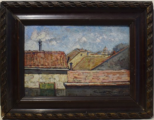 Painting Picture DIPINTO OLIO SU TAVOLA PAESAGGIO di Livorno "GINO ROMITI" - Picture 1 of 4