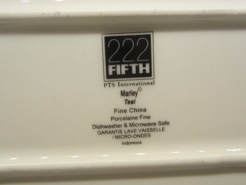 222 Fifth Marley Teal China Rectangular serving tray Plate 13½" X 7"-Rare HTF - Picture 3 of 8