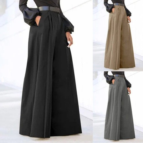 Pants For Women Palazzo Pants Summer Printed Cropped Cotton Linen Comfy Baggy